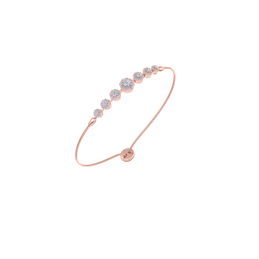 Diamond bolo bracelet in rose gold with white diamonds of 0.86 ct in weight