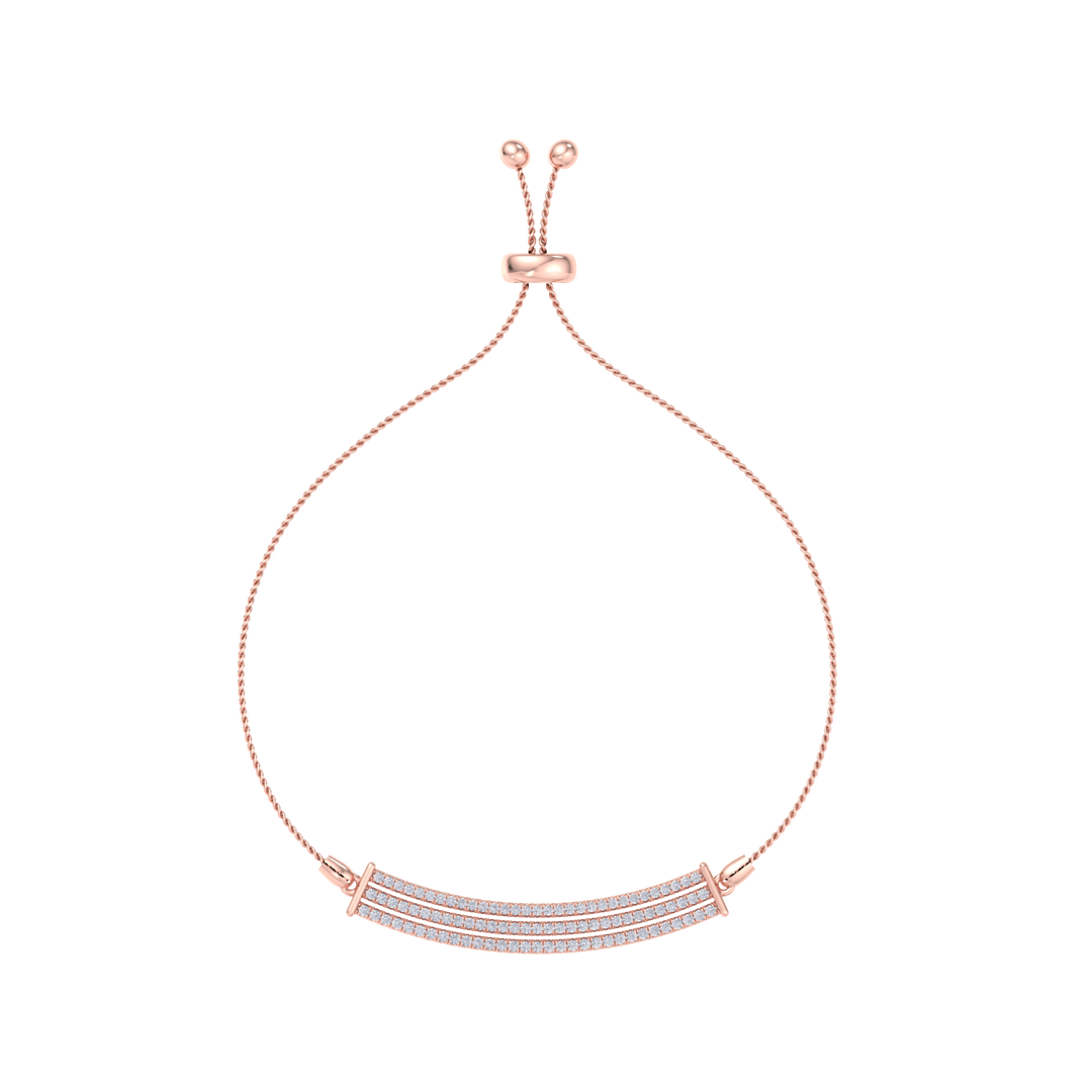 Diamond bar bolo necklace in rose gold with white diamonds of 0.93 ct in weight