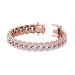 Load image into Gallery viewer, Two rows diamond curb chain link bracelet in yellow gold with white diamonds of 5.40 ct in weight