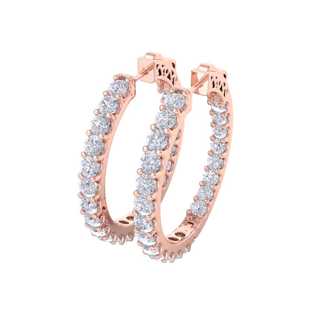 Diamond eternity hoop earrings in white gold with white diamonds of 4.82 ct in weight