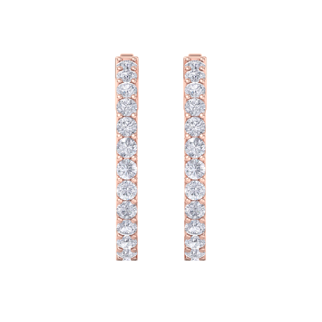 Diamond eternity hoop earrings in rose gold with white diamonds of 4.00 ct in weight