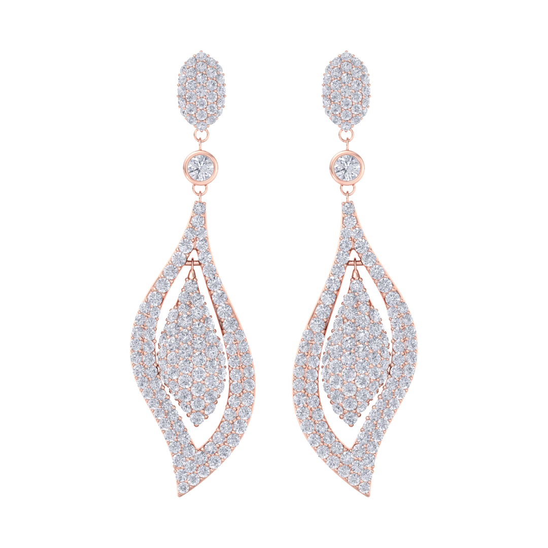 Teardrop earrings in rose gold with white diamonds of 1.08 ct in weight