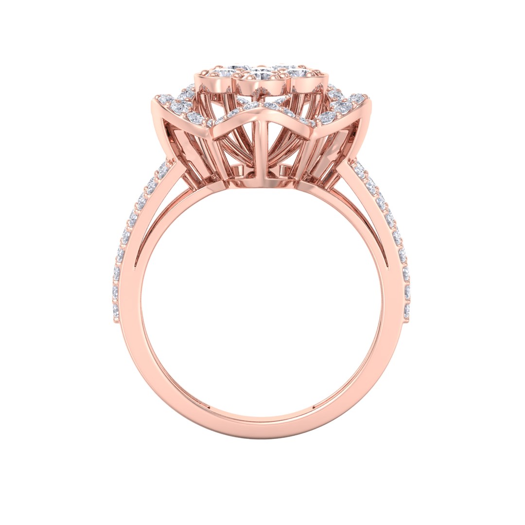 Elegant Diamond ring in rose gold with white diamonds of 0.89 ct in weight