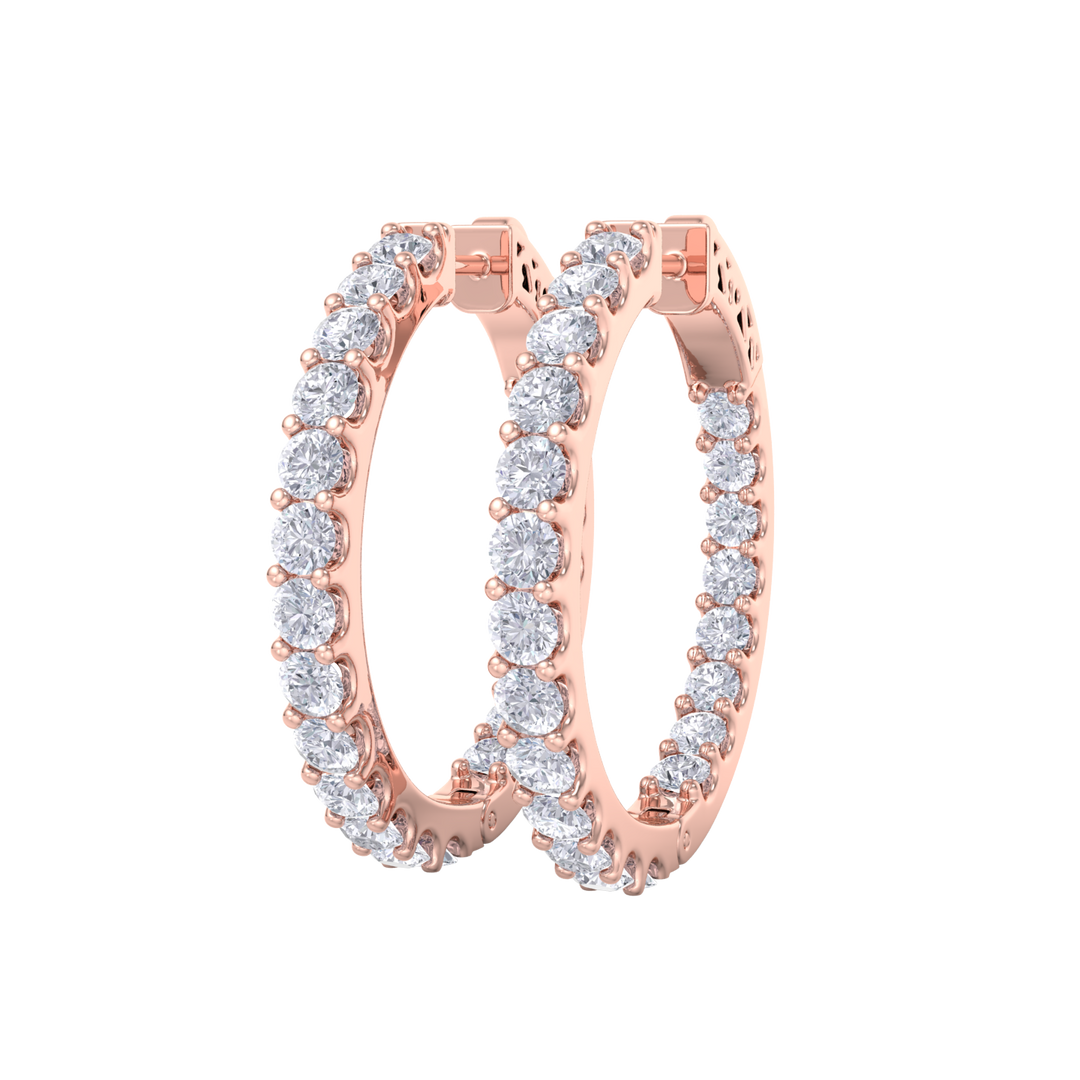 Diamond eternity hoop earrings in rose gold with white diamonds of 4.00 ct in weight