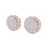 Load image into Gallery viewer, Round stud earrings in rose gold with white diamonds of 1.38 ct in weight