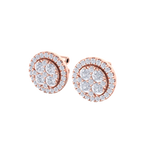 Load image into Gallery viewer, Round cluster stud earrings in white gold with white diamonds of 0.98 ct in weight