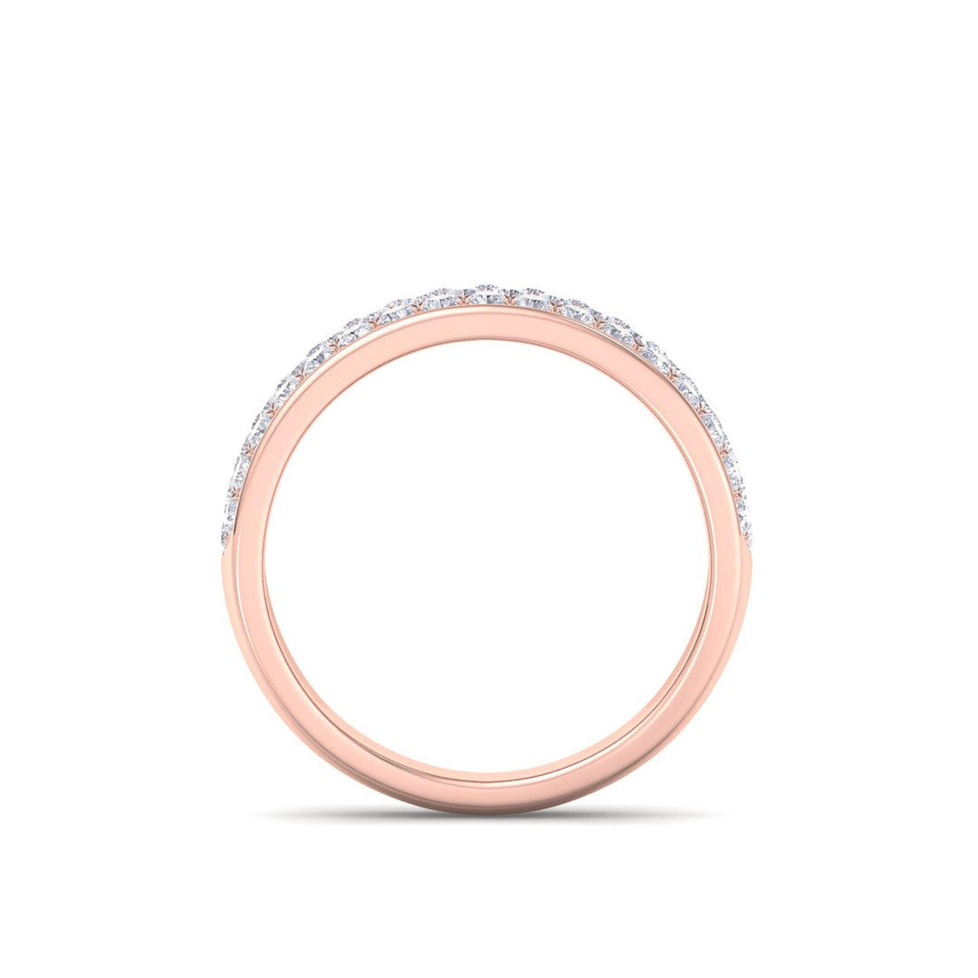 Classic Wedding band in rose gold with white diamonds of 0.83 ct in weight