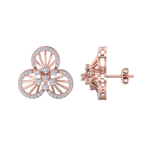 Load image into Gallery viewer, Flower shaped stud earrings in white gold with white diamonds of 0.84 ct in weight