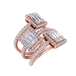 Load image into Gallery viewer, Three band ring in rose gold with white diamonds of 1.59 ct in weight