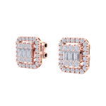 Load image into Gallery viewer, Square stud earrings in white gold with white diamonds of 0.40 ct in weight