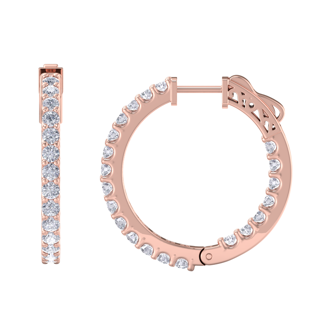 Diamond eternity hoop earrings in rose gold with white diamonds of 2.00 ct in weight