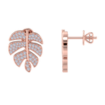 Load image into Gallery viewer, Leaf shaped earrings in rose gold with white diamonds of 0.65 ct in weight