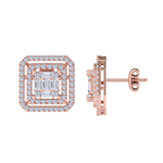 Load image into Gallery viewer, Square earrings in rose gold with baguette white diamonds of 0.78 ct in weight
