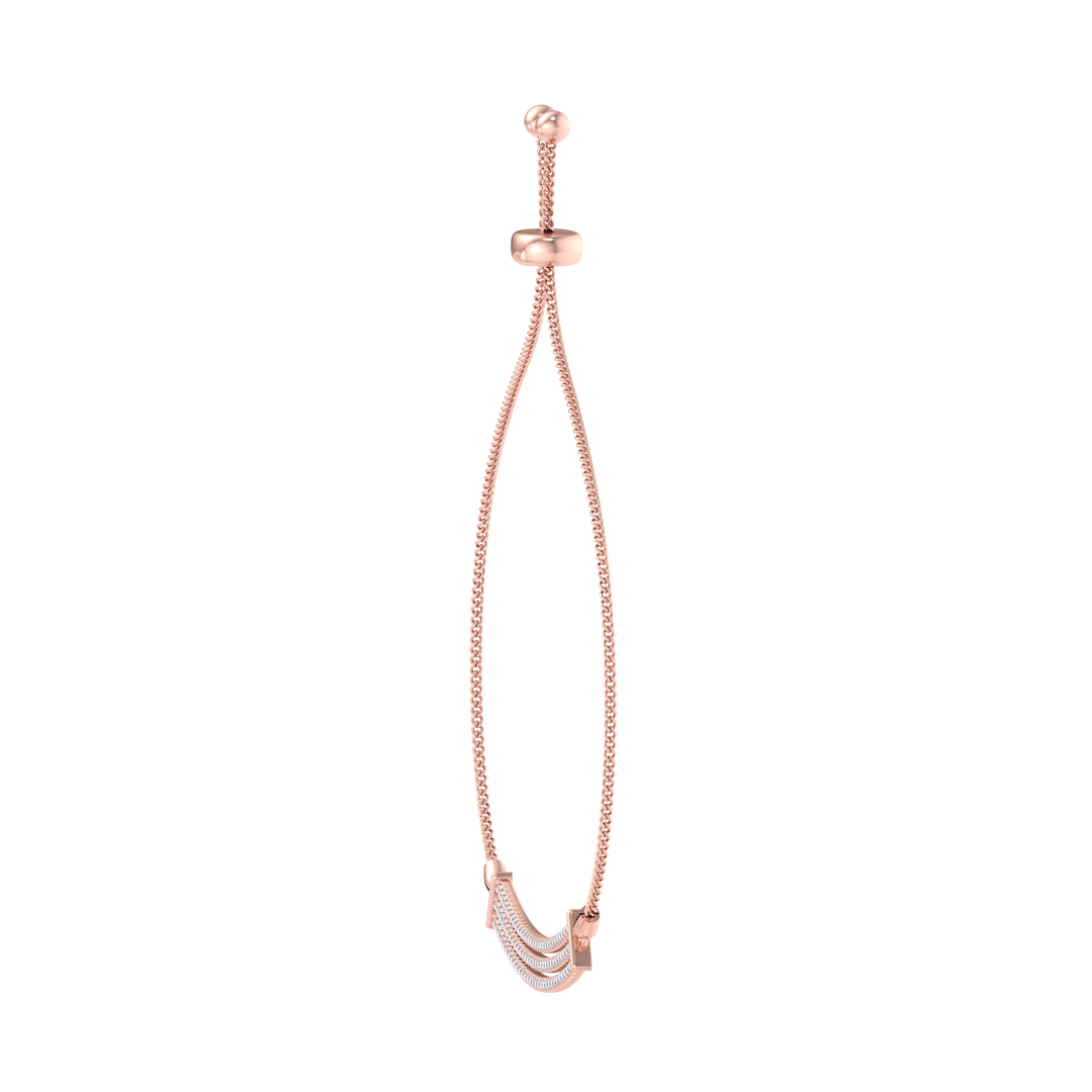 Diamond bar bolo necklace in rose gold with white diamonds of 0.93 ct in weight