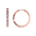 Load image into Gallery viewer, Baguette diamond hoops earrings in rose gold with white diamonds of 0.73 ct in weight