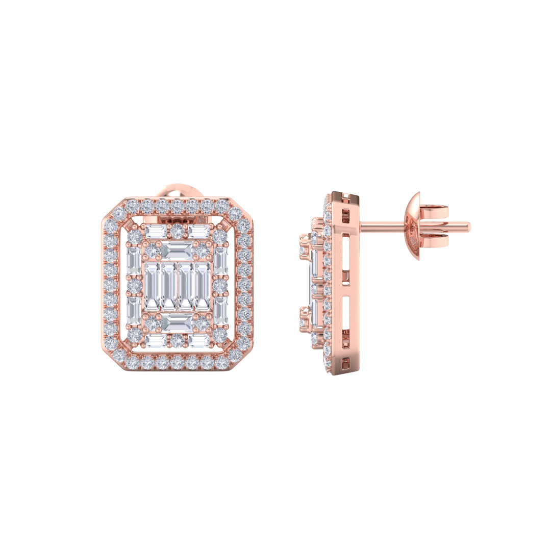 Beautiful Stud Earrings in white gold with white diamonds of 1.78 in weight