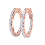 Load image into Gallery viewer, Diamond eternity hoop earrings in rose gold with white diamonds of 1.50 ct in weight