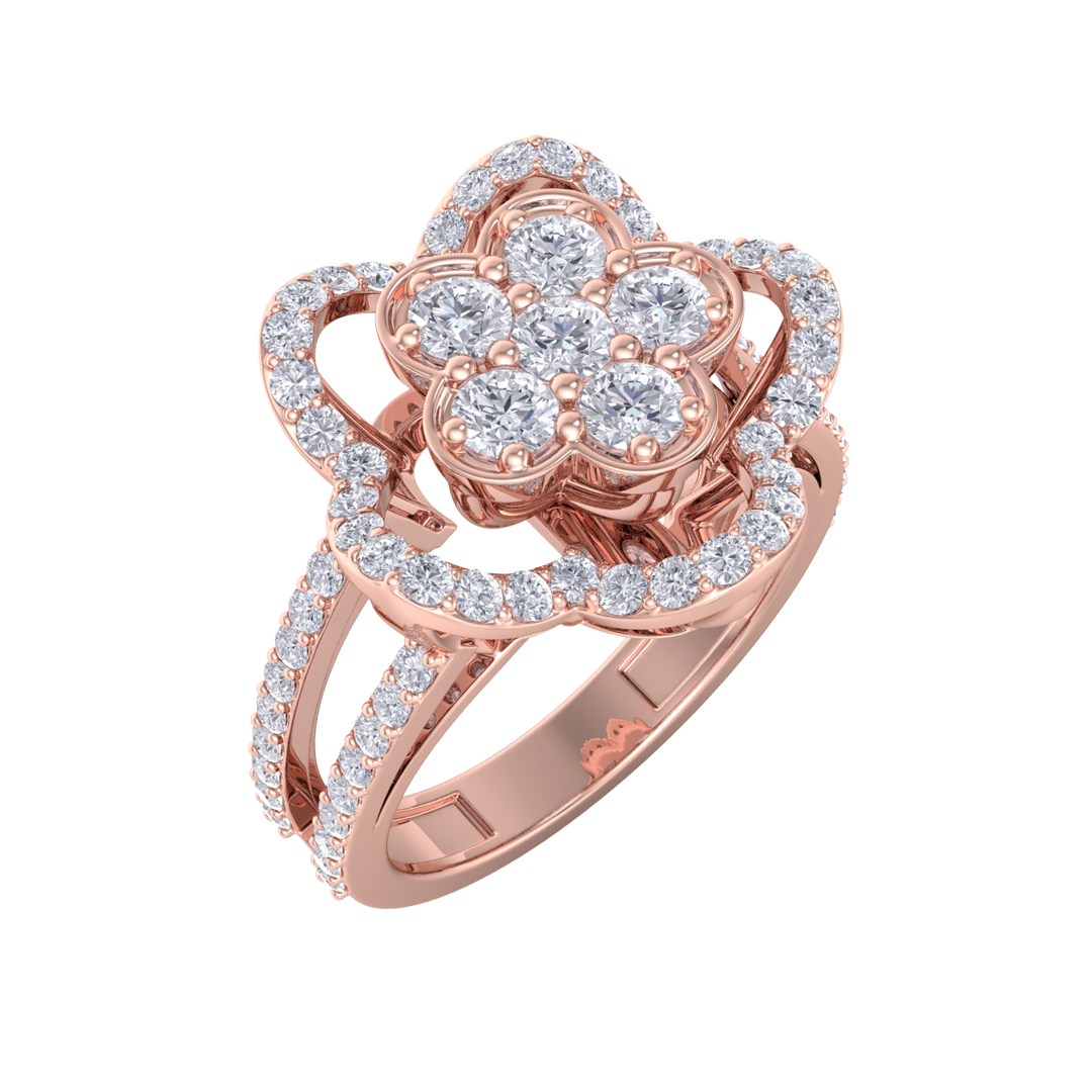 Elegant Diamond ring in rose gold with white diamonds of 0.89 ct in weight