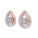 Load image into Gallery viewer, Pear shaped stud earrings in rose gold with white diamonds of 1.03 ct in weight