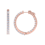 Load image into Gallery viewer, Diamond eternity hoop earrings in rose gold with white diamonds of 4.82 ct in weight
