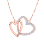 Load image into Gallery viewer, Cute hearts necklace in white gold with white diamonds of 0.61 ct in weight