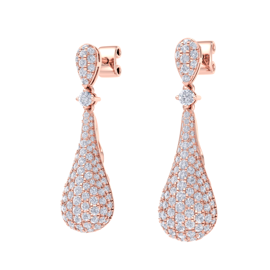 Diamond chandelier earrings in white gold with white diamonds of 1.73 ct in weight