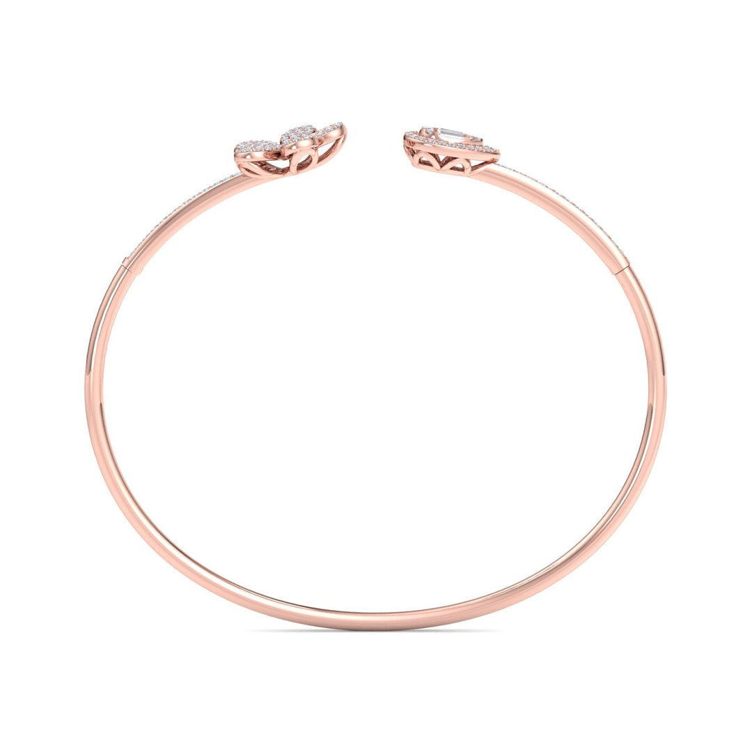 Cuff bracelet in rose gold with white diamonds of 0.72 ct in weight