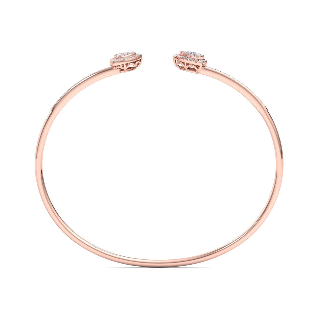 Cuff bracelet in rose gold with white diamonds of 0.56 ct in weight