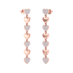 Load image into Gallery viewer, Dangle earrings with gold hearts in rose gold with white diamonds of 1.01 ct in weight