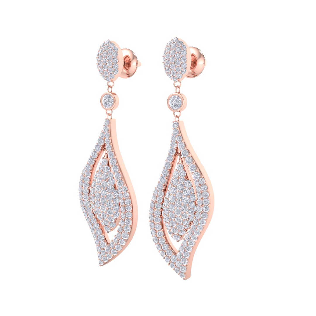 Teardrop earrings in rose gold with white diamonds of 1.08 ct in weight