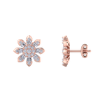 Load image into Gallery viewer, Small flower stud earrings in rose gold with white diamonds of 0.59 ct in weight
