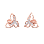 Load image into Gallery viewer, Flower shaped stud earrings in yellow gold with white diamonds of 0.24 ct in weight