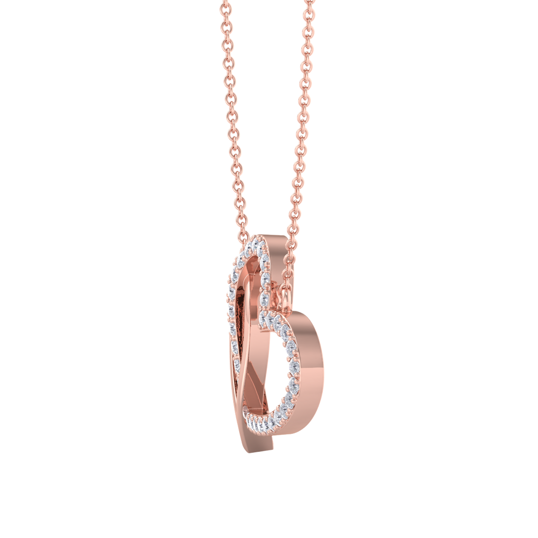 Cute hearts necklace in white gold with white diamonds of 0.61 ct in weight
