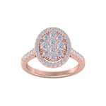 Load image into Gallery viewer, Oval cluster ring in rose gold with white diamonds of 1.02 ct in weight