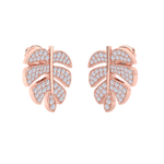Load image into Gallery viewer, Leaf shaped earrings in rose gold with white diamonds of 0.65 ct in weight