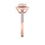 Load image into Gallery viewer, Halo Diamond ring in rose gold with white diamonds of 0.57 ct in weight
