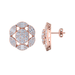 Load image into Gallery viewer, Flower stud earrings in rose gold with white diamonds of 2.47 ct in weight