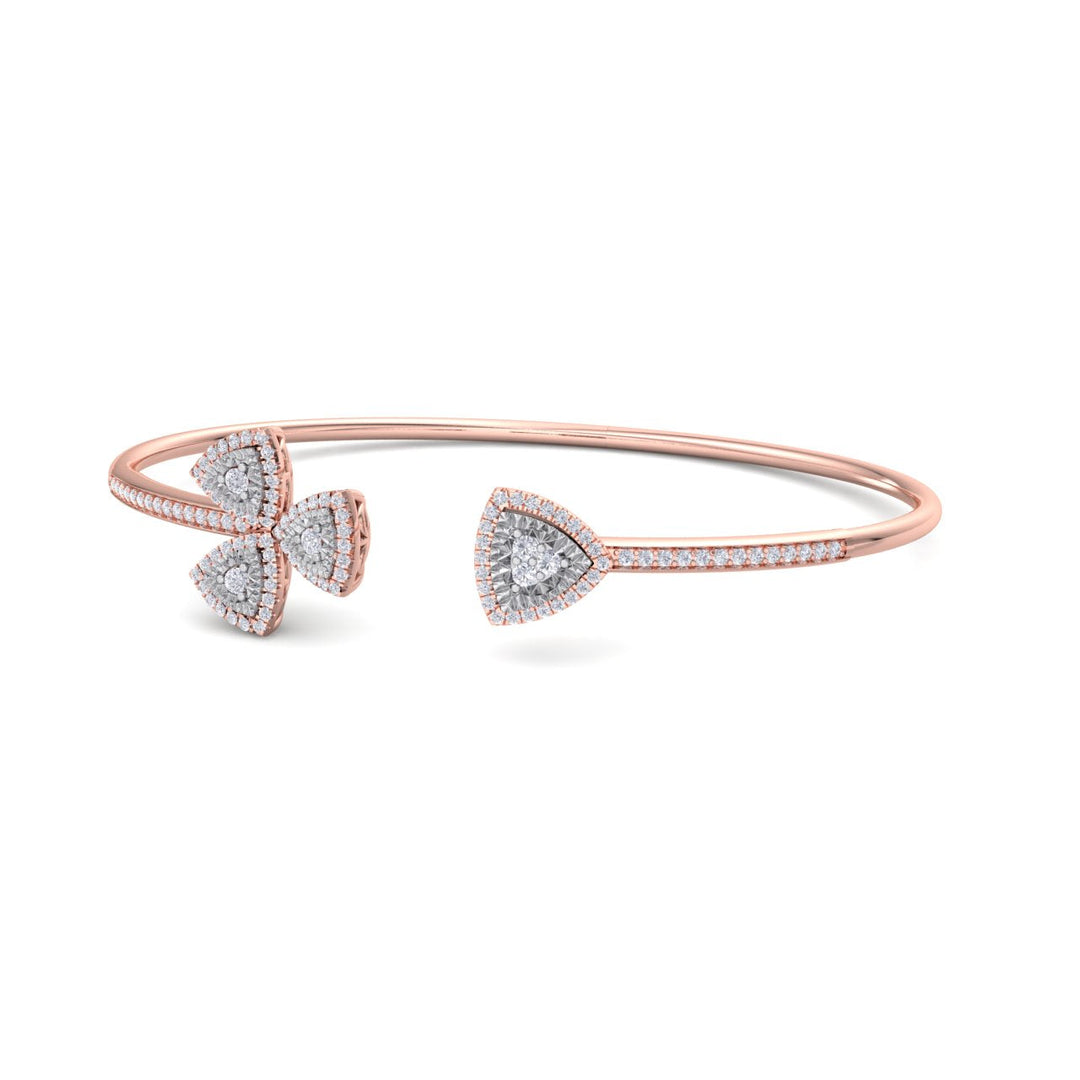 Cuff bracelet in rose gold with white diamonds of 0.53 ct in weight