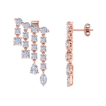 Load image into Gallery viewer, Climber dangle earrings in rose gold with white diamonds of 3.01 ct in weight