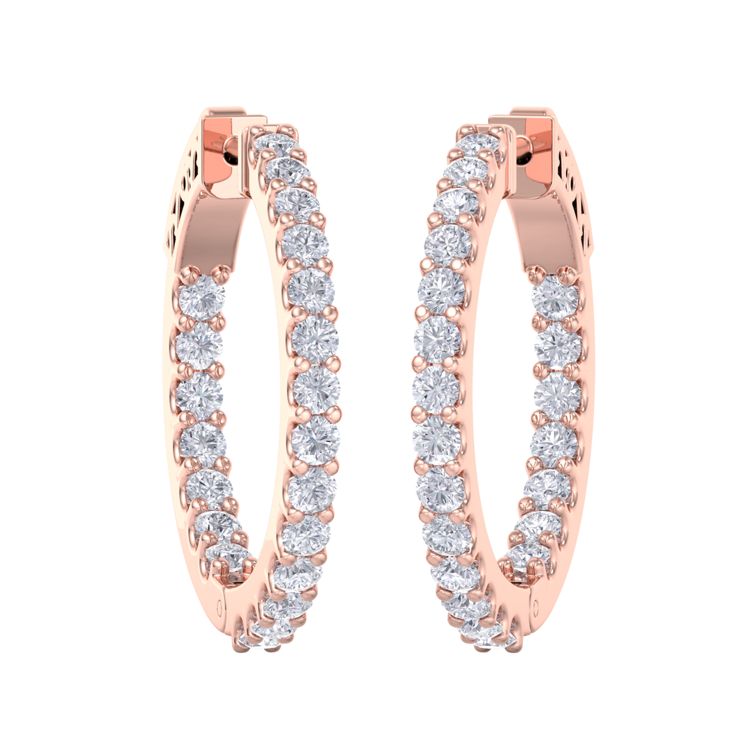 Diamond eternity hoop earrings in white gold with white diamonds of 2.00 ct in weight