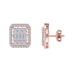 Load image into Gallery viewer, Square earrings in rose gold with baguette white diamonds of 0.89 ct in weight