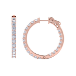 Load image into Gallery viewer, Diamond eternity hoop earrings in rose gold with white diamonds of 4.00 ct in weight