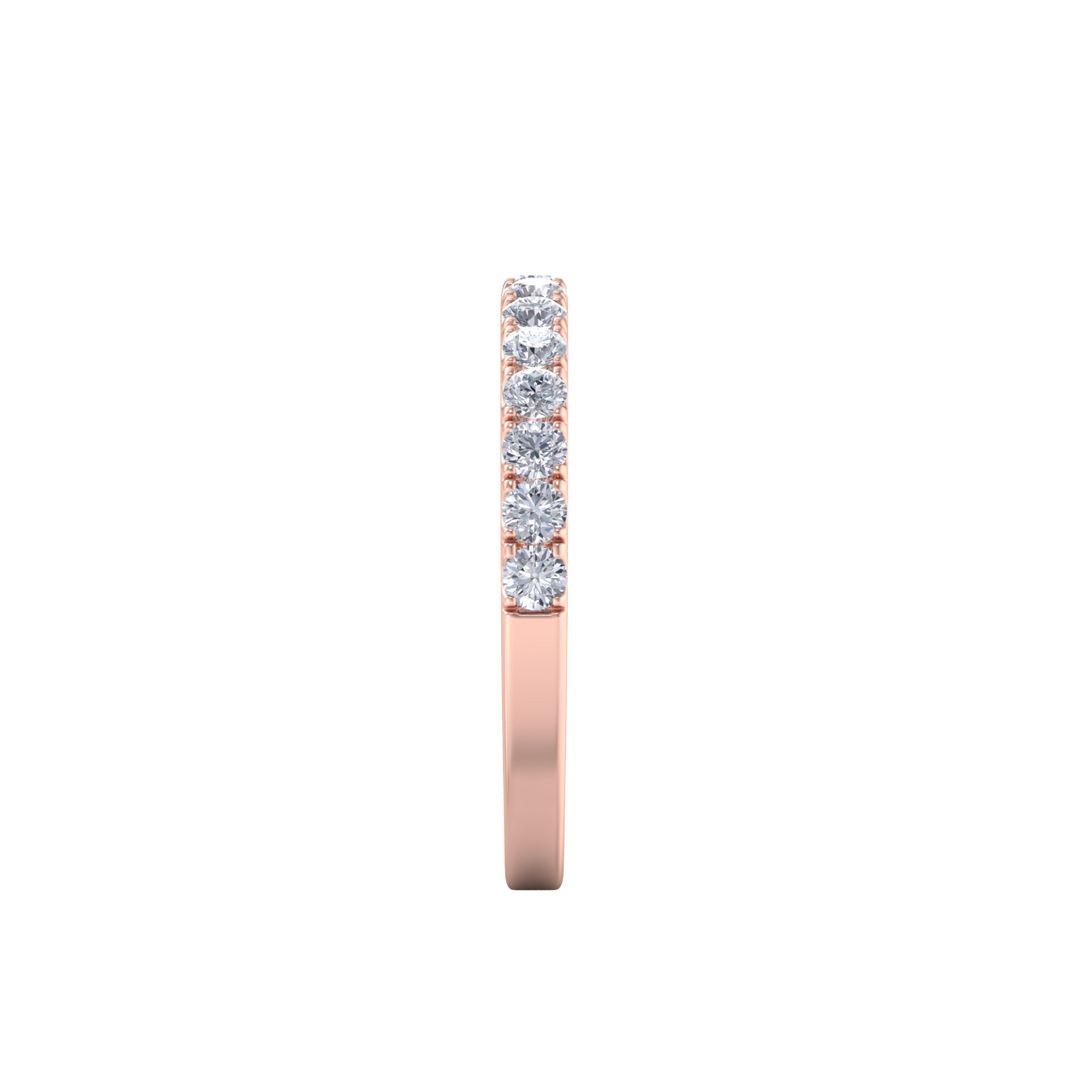 Classic Wedding band in rose gold with white diamonds of 0.49 ct in weight