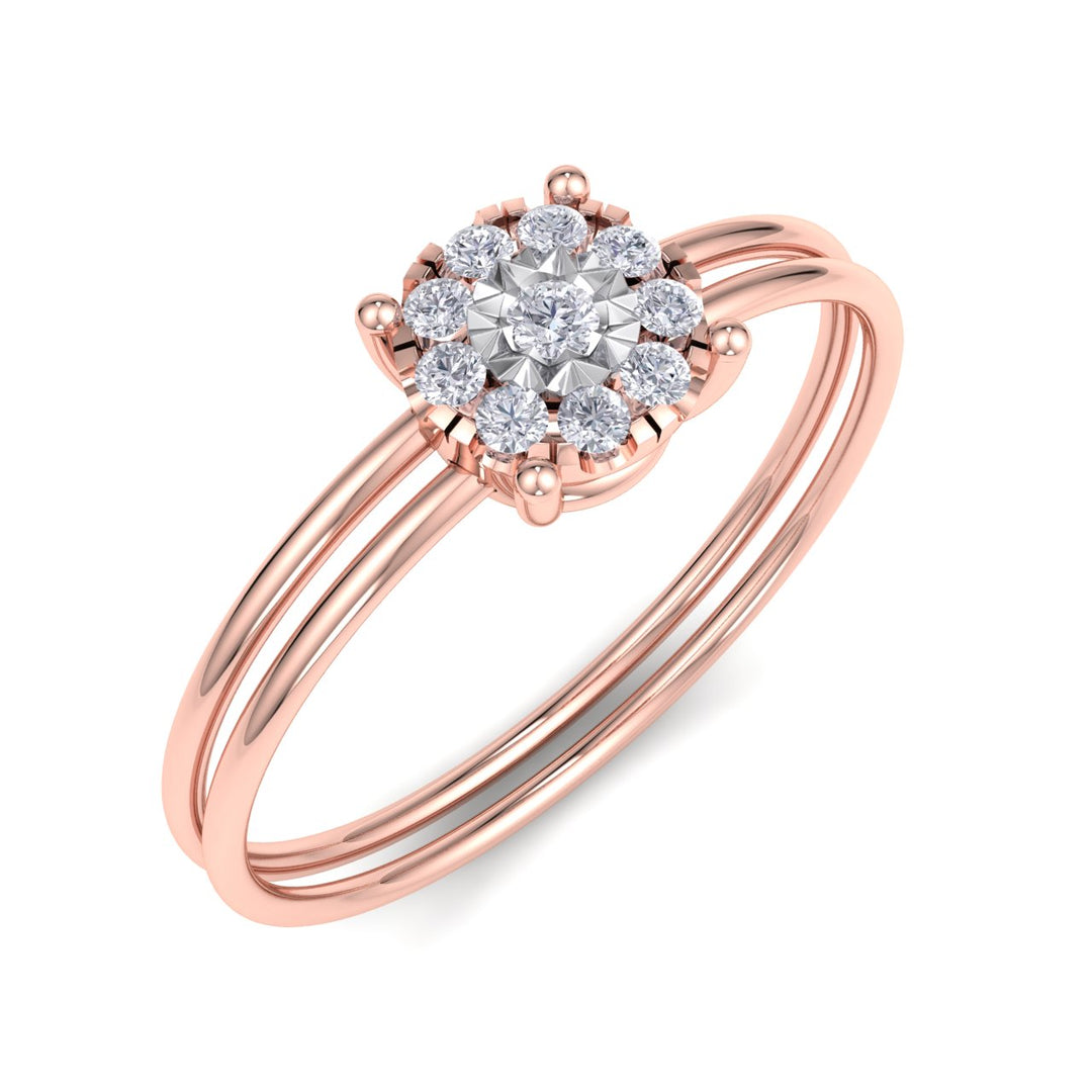 Petite ring in rose gold with white diamonds of 0.16 ct in weight