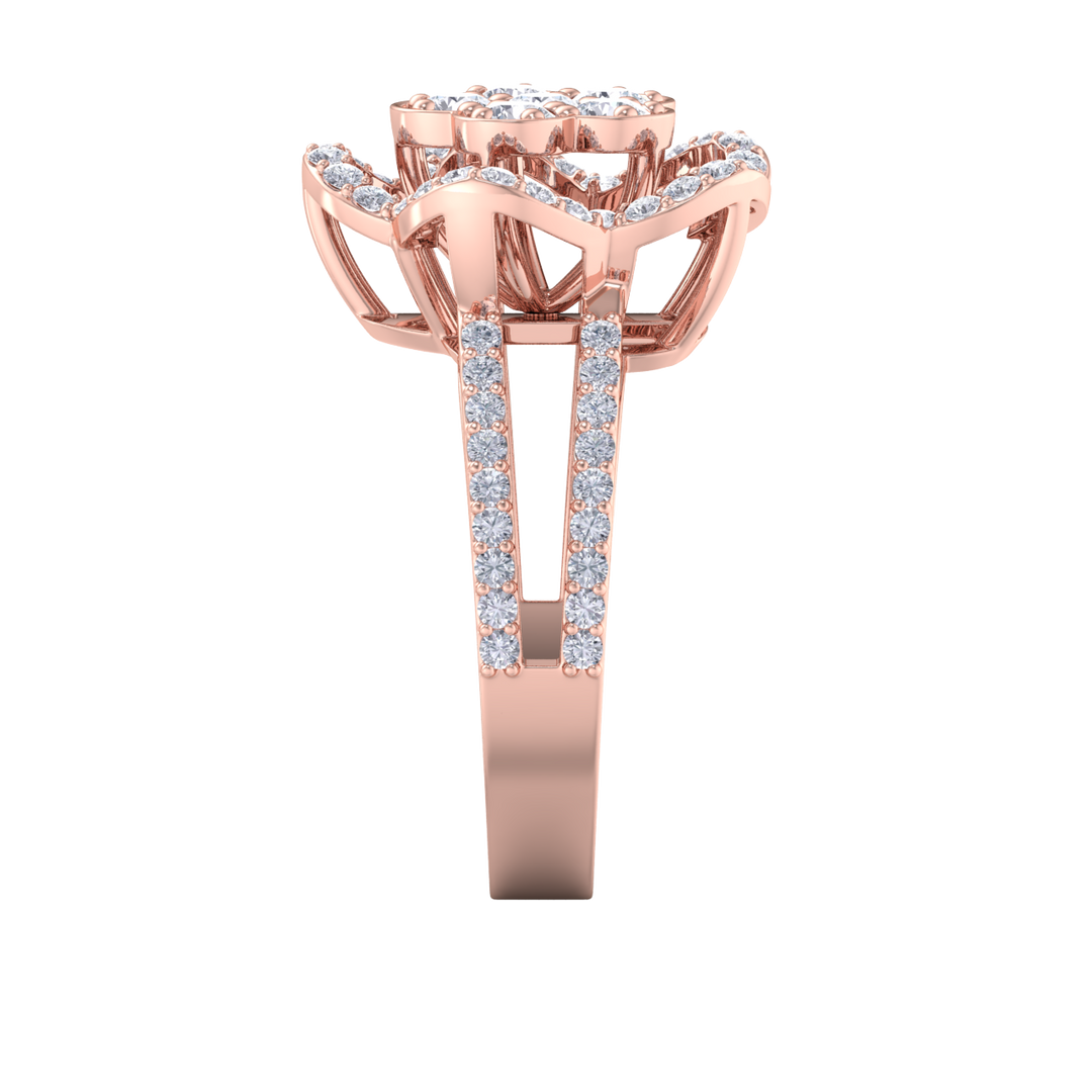 Elegant Diamond ring in rose gold with white diamonds of 0.89 ct in weight