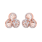 Load image into Gallery viewer, Flower shaped stud earrings in yellow gold with white diamonds of 0.84 ct in weight