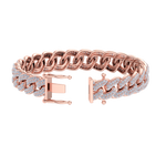Load image into Gallery viewer, Two rows diamond curb chain link bracelet in yellow gold with white diamonds of 5.40 ct in weight