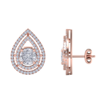 Load image into Gallery viewer, Pear shaped stud earrings in rose gold with white diamonds of 1.03 ct in weight