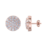 Load image into Gallery viewer, Round stud earrings in rose gold with white diamonds of 1.38 ct in weight