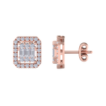 Load image into Gallery viewer, Square stud earrings in rose gold with white diamonds of 0.40 ct in weight